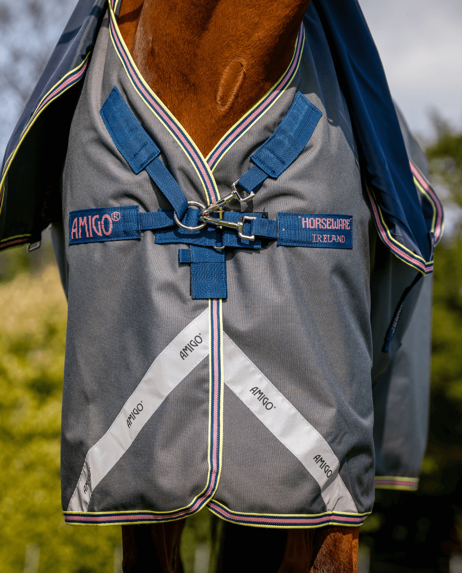 Horseware - Amigo Bravo 12 Plus Regndækken m. hals - 0 gram - Grå/Navy - animondo.dk - AARP70 - JBZ0 - 45