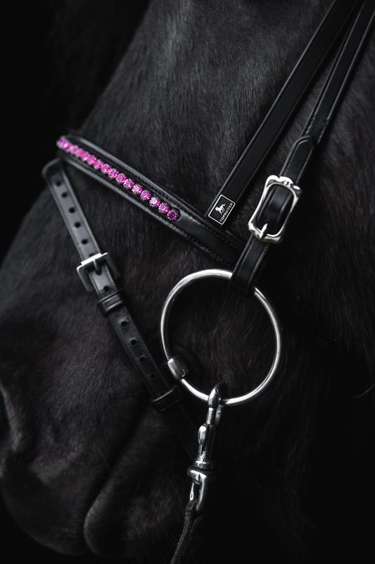 Top Reiter - "DEMANTUR" Engelsk Næsebånd - Sort/Pink - animondo.dk - NR - DM - EK - PI