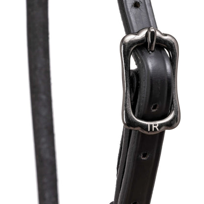 Hanoverian Noseband "DIAMOND" with dark metal buckles and anthracite rhinestones - animondo.dk - NR-DIA-ANT