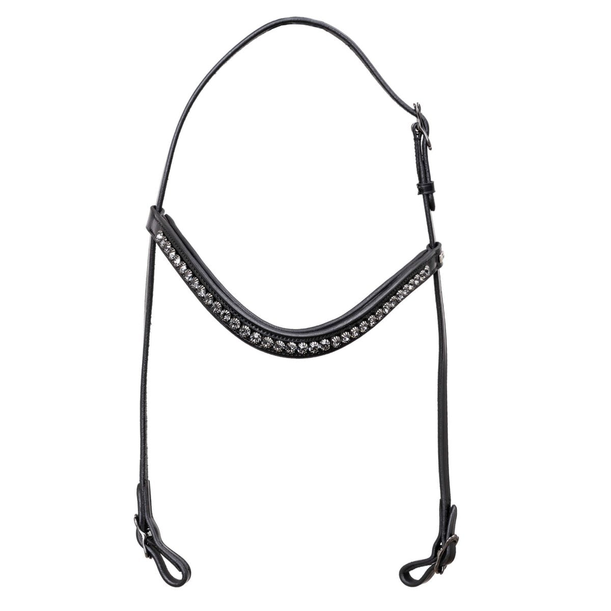 Headstall "DIAMOND" dark buckles with anthracite rhinestones - animondo.dk - KS-DIA-ANT