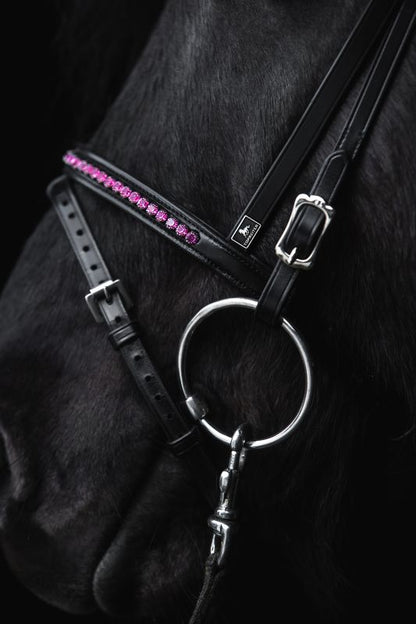Top Reiter - "DEMANTUR" Engelsk Næsebånd - Sort/Pink - animondo.dk - NR - DM - EK - PI
