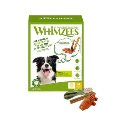 Whimzees - Blandet Tyggeben i Boks til mellemstore hunde - 28 stk. - animondo.dk - WH8200840