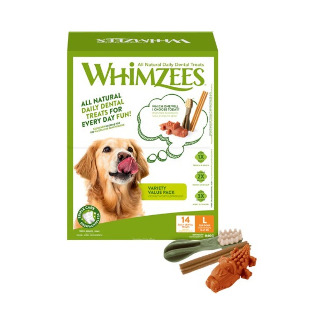 Whimzees - Blandet Tyggeben i Boks til store hunde - 14 stk. - animondo.dk - WH8300840