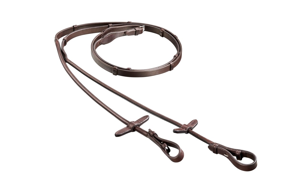 Finesse Bridles Tøjler, rundsyet m. stop - brun/guld - animondo.dk