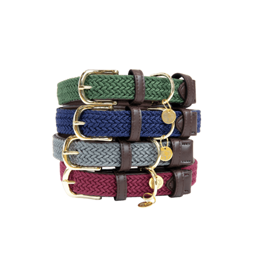 Kentucky Plaited Nylon Dog Collar Navy - animondo.dk